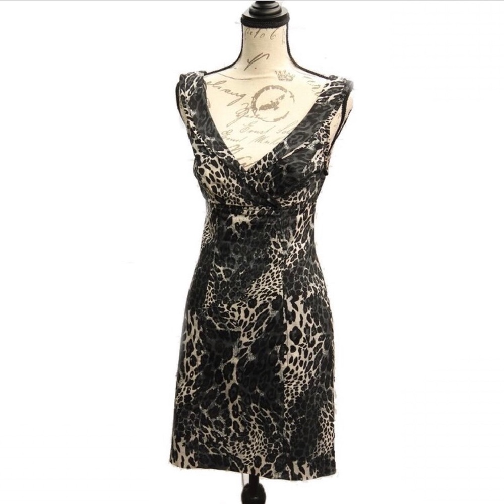 Guess Animal Print V-Neck Bodycon Dress - 7